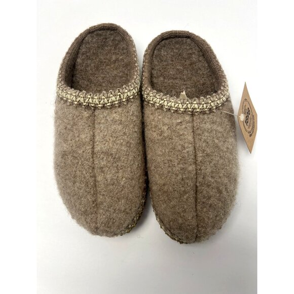 Haflinger Wool Felt Slip-On Indoor Slippers Size 38 Natural Comfy Non-Slip Soles